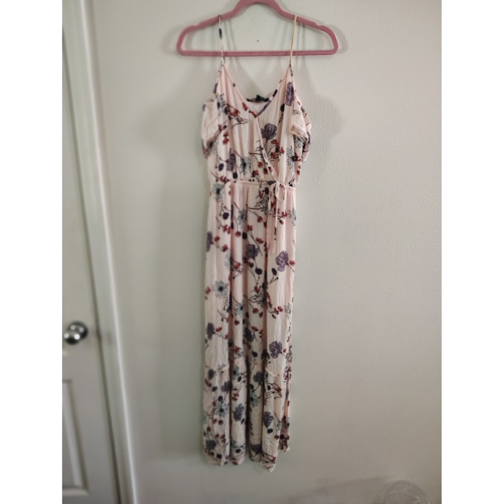 One Clothing Los‎ Angeles Pink Floral Cold Shoulder Maxi Dress Large Wrap V-Neck